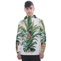 Pineapple Pattern Background Seamless Vintage Men s Front Pocket Pullover Windbreaker