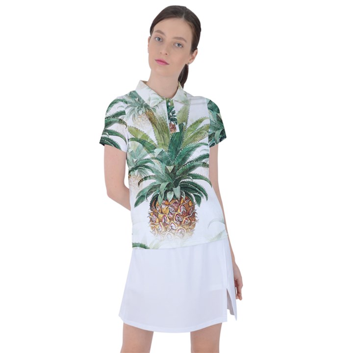 Pineapple Pattern Background Seamless Vintage Women s Polo Tee