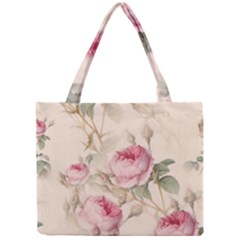 Roses Plants Vintage Retro Flowers Pattern Mini Tote Bag