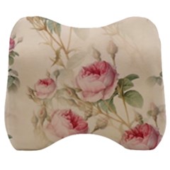 Roses Plants Vintage Retro Flowers Pattern Velour Head Support Cushion by Wegoenart