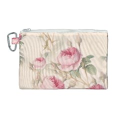 Roses Plants Vintage Retro Flowers Pattern Canvas Cosmetic Bag (large) by Wegoenart