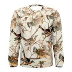 Birds Perched Birds Pattern Design Seamless Men s Long Sleeve Tee