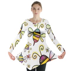 Bee Doodle Cartoon Long Sleeve Tunic  by Wegoenart