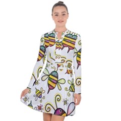 Bee Doodle Cartoon Long Sleeve Panel Dress by Wegoenart