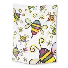 Bee Doodle Cartoon Medium Tapestry