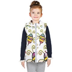 Bee Doodle Cartoon Kids  Hooded Puffer Vest