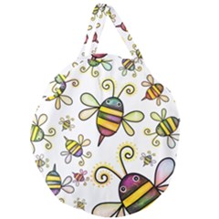 Bee Doodle Cartoon Giant Round Zipper Tote by Wegoenart