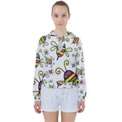 Bee Doodle Cartoon Women s Tie Up Sweat