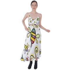 Bee Doodle Cartoon Tie Back Maxi Dress by Wegoenart