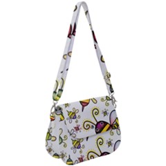 Bee Doodle Cartoon Saddle Handbag by Wegoenart