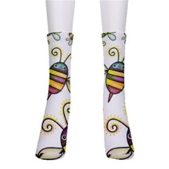 Bee Doodle Cartoon Crew Socks by Wegoenart