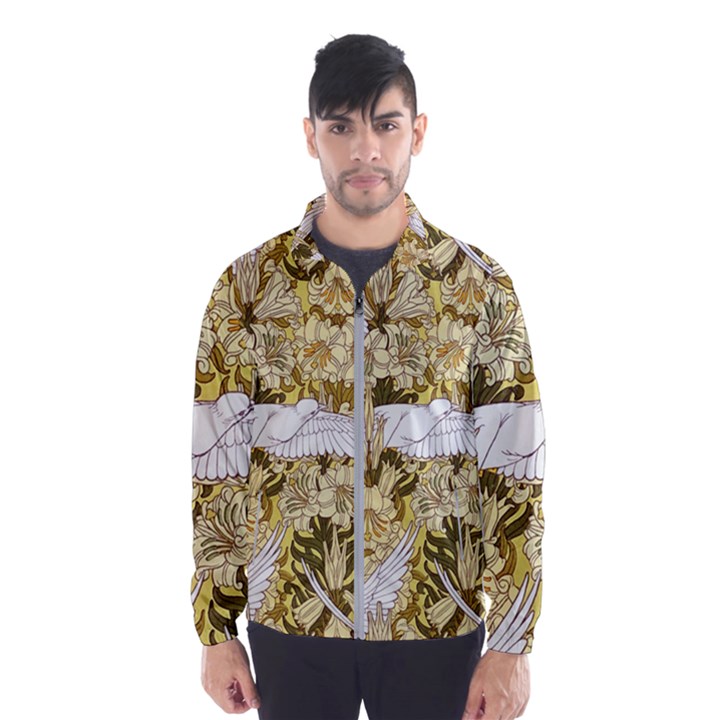 Dove Flowers Pattern Birds Flying Wings Animals Men s Windbreaker