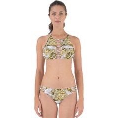 Dove Flowers Pattern Birds Flying Wings Animals Perfectly Cut Out Bikini Set by Wegoenart