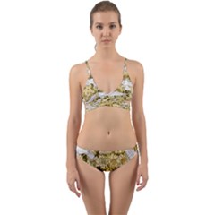 Dove Flowers Pattern Birds Flying Wings Animals Wrap Around Bikini Set by Wegoenart