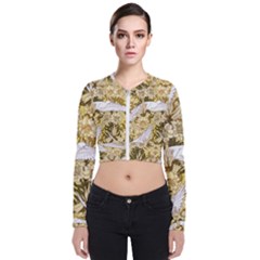 Dove Flowers Pattern Birds Flying Wings Animals Long Sleeve Zip Up Bomber Jacket by Wegoenart