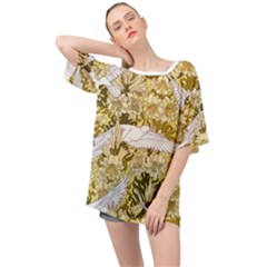 Dove Flowers Pattern Birds Flying Wings Animals Oversized Chiffon Top by Wegoenart