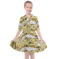 Dove Flowers Pattern Birds Flying Wings Animals Kids  All Frills Chiffon Dress by Wegoenart