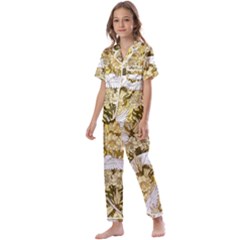 Dove Flowers Pattern Birds Flying Wings Animals Kids  Satin Short Sleeve Pajamas Set by Wegoenart