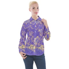 Flowers Petals Bouquet Stem Floral Pattern Women s Long Sleeve Pocket Shirt