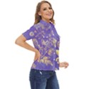 Flowers Petals Bouquet Stem Floral Pattern Women s Short Sleeve Double Pocket Shirt View2