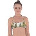 Trees Park Watercolor Lavender Flowers Foliage Halter Bandeau Bikini Top View1