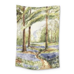 Trees Park Watercolor Lavender Flowers Foliage Small Tapestry by Wegoenart