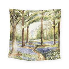 Trees Park Watercolor Lavender Flowers Foliage Square Tapestry (small) by Wegoenart