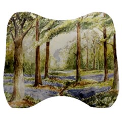 Trees Park Watercolor Lavender Flowers Foliage Velour Head Support Cushion by Wegoenart