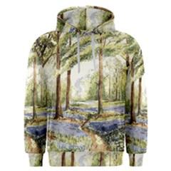 Trees Park Watercolor Lavender Flowers Foliage Men s Overhead Hoodie by Wegoenart