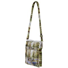 Trees Park Watercolor Lavender Flowers Foliage Multi Function Travel Bag by Wegoenart