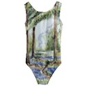 Trees Park Watercolor Lavender Flowers Foliage Kids  Cut-Out Back One Piece Swimsuit View1