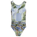 Trees Park Watercolor Lavender Flowers Foliage Kids  Cut-Out Back One Piece Swimsuit View2