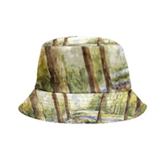 Trees Park Watercolor Lavender Flowers Foliage Inside Out Bucket Hat by Wegoenart