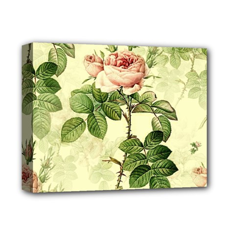 Roses Flowers Vintage Pattern Retro Floral Stem Deluxe Canvas 14  X 11  (stretched) by Wegoenart