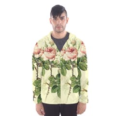 Roses Flowers Vintage Pattern Retro Floral Stem Men s Hooded Windbreaker by Wegoenart