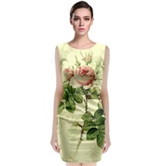 Roses Flowers Vintage Pattern Retro Floral Stem Classic Sleeveless Midi Dress