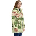 Roses Flowers Vintage Pattern Retro Floral Stem Kid s Hooded Longline Puffer Jacket View2