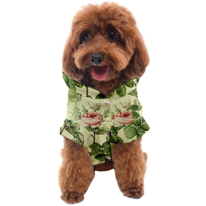 Roses Flowers Vintage Pattern Retro Floral Stem Dog Coat