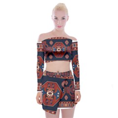 Armenian Carpet Off Shoulder Top With Mini Skirt Set by Gohar