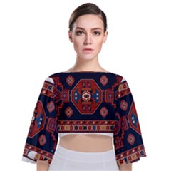 Armenian Carpet Tie Back Butterfly Sleeve Chiffon Top by Gohar