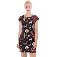 Carpet-symbols Cap Sleeve Bodycon Dress