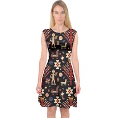 Carpet-symbols Capsleeve Midi Dress by Gohar