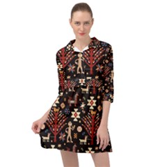 Carpet-symbols Mini Skater Shirt Dress by Gohar