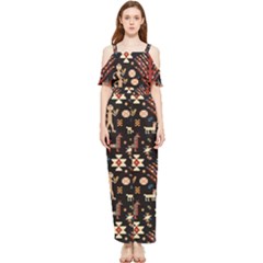 Carpet-symbols Draped Sleeveless Chiffon Jumpsuit by Gohar