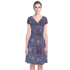 Armenian Ornaments Short Sleeve Front Wrap Dress by Gohar