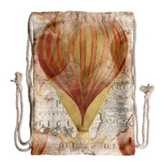 Hot Air Balloon Balloon Map Seamless Pattern Drawstring Bag (large) by Wegoenart