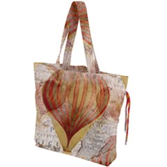 Hot Air Balloon Balloon Map Seamless Pattern Drawstring Tote Bag by Wegoenart