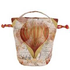 Hot Air Balloon Balloon Map Seamless Pattern Drawstring Bucket Bag by Wegoenart