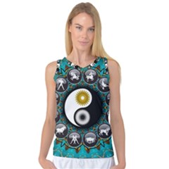 Yin Yang Horoscope Astrology Zodiac Signs Zodiac Women s Basketball Tank Top by Wegoenart