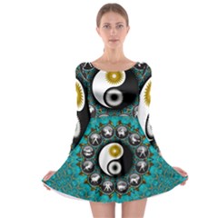 Yin Yang Horoscope Astrology Zodiac Signs Zodiac Long Sleeve Skater Dress by Wegoenart